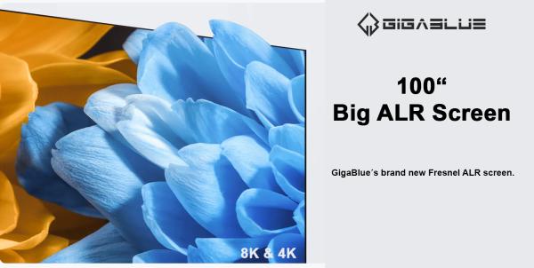 GigaBlue 100" Zoll Aura PRO 8K, 4K ALR Screen Fresnel Festrahmen-Projektionsscreen, Leinwand