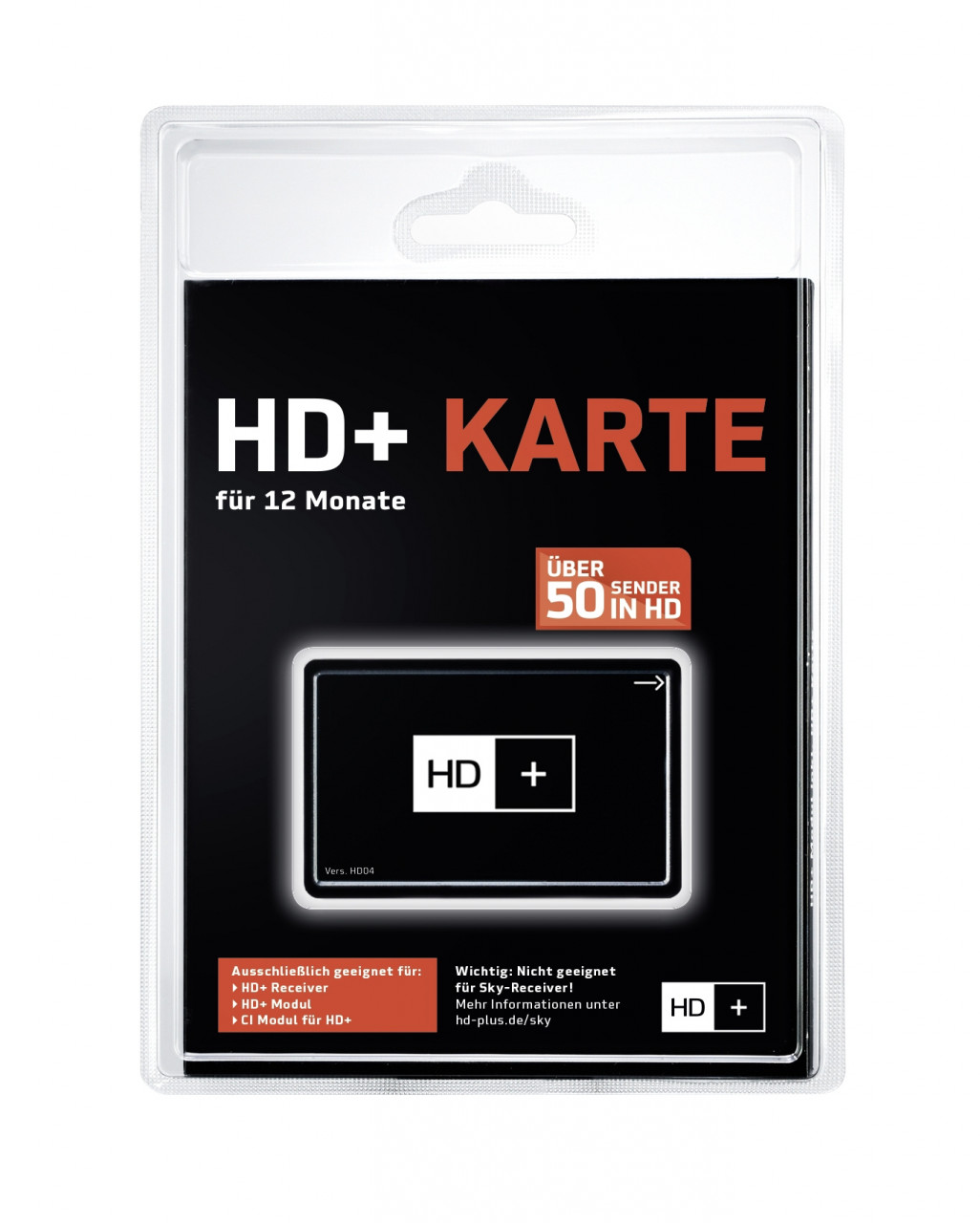 HD PLUS Karte für 12 Monate geeignet für HD und UHD, für Satellitenempfang