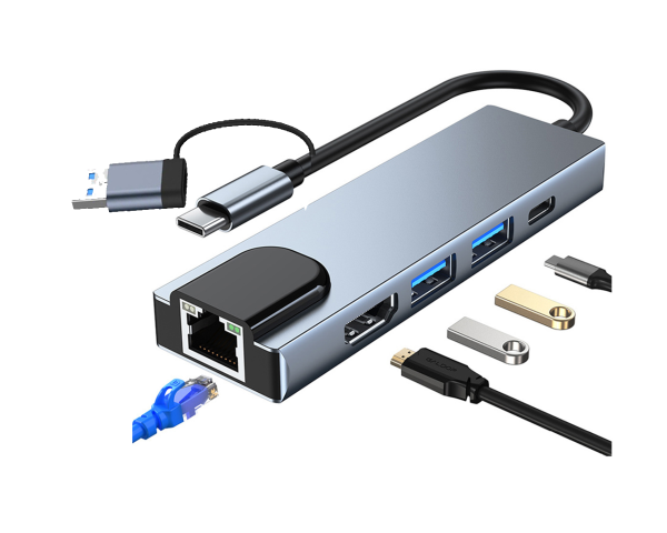 GigaBlue USB HUB 5-IN-1 Typ-C + Adapter Typ-C auf USB 3.0
